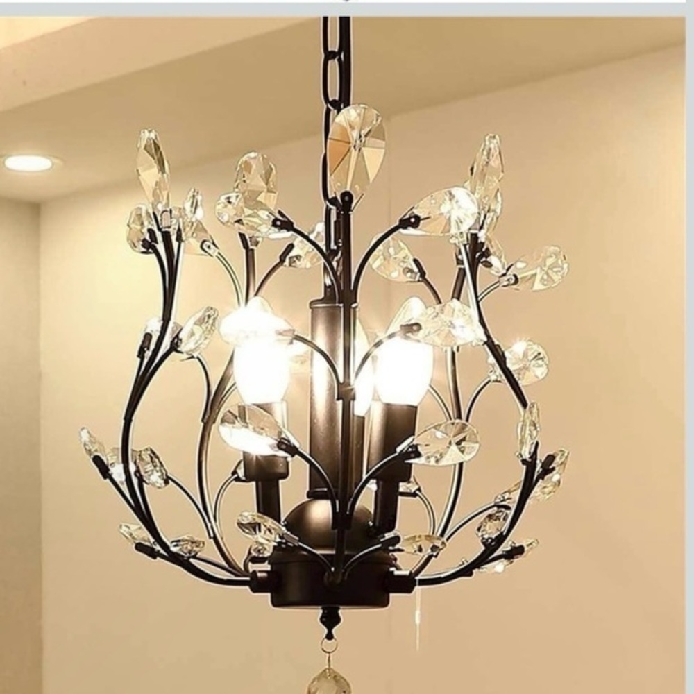 Crystal Chandelier with Black Frame